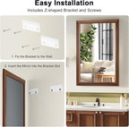 Bathroom Mirror for Over Sink,22x30Inch Thick Anti-Rust Wood Grain Metal Frame, Rectangle Decorative Wall Mirror with HD Tempered Glass, Horizontal or Vertical Mount for Vanity, Bathroom,Living Room