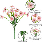 MACTING Artificial Flowers for Outdoors 6 Bundles Fake Spring Flowers UV Resistant No Fade Faux Plastic Flowers for Hanging Planters Window Patio Porch Yard Garden Indoor Outside Decoration,Pink