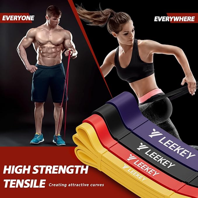 LEEKEY Resistance Bands, Exercise Bands,Pull Up Assist Bands - Bands for Working Out,Band for Men and Women Fitness Training, Physical Therapy,Home Workouts