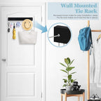 Tie Rack Belt Hanger Wall Mounted, Lomrsiul Non Slip 180 Degree Rotating Tie Organizer for Men Closet with 18 Hooks Closet Organizers and Storage for Tie Belt Necklace Purse Scarf Bag Black 2 Pack