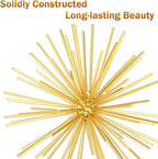 Metal Decorative Starburst Ball, 6 Inch Gold Sphere Decor, Spiky Star Burst Tabletop Sculpture, Mid-Century Modern Metal Spike Ball for Home, Living Room, Office & Shelf Decor