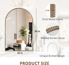 Antique Gold Arched Wall Mirror 20"x30", Ornate Beaded Metal Frame Bathroom Mirror, Vintage Decorative Wall Mirror for Bedroom, Living Room, Entryway, or Vanity Décor