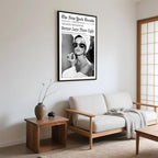 Framed Better Late Than Ugly Wall Decor Vintage Newspaper Wall Art Black and White Fashion Poster Audrey Hepburn Chic Decor New York Trends Glam Quote Canvas Print for Bedroom Bathroom Dorm 8x12inch