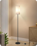 Floor Lamp, Pole Lamp with Foot Switch, Modern Standing Lamp Shade, Minimalist Freestanding Lamp (Bulb Not Included), for Living Room, Bedroom Office ETL Listed, Black and White CW07LD05