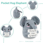 WenmthG Funny Positive Crochet Elephant - Emotional Support Animals Gifts, Funny Handmade Crochet Doll, Inspirational Gifts for Women Men Friends Coworkers