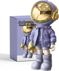 EZ4ENCE Figurine Statue Astronaut Sculpture Spaceman Decor,Sculpture for Home Decor,Arts Purple Shelf Decoration,Cool Metal Mask Table Decor,Large Spaceman Figure Ornament