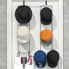 LINFIDITE 10 Pack Hat Rack Hanger Holder Organizer Flexible Multi Hook Wall Mounted Over Door Baseball Cap Display Storage Rack Cap Holder, Closet HangingStorage Rack w Hanging Hook Black
