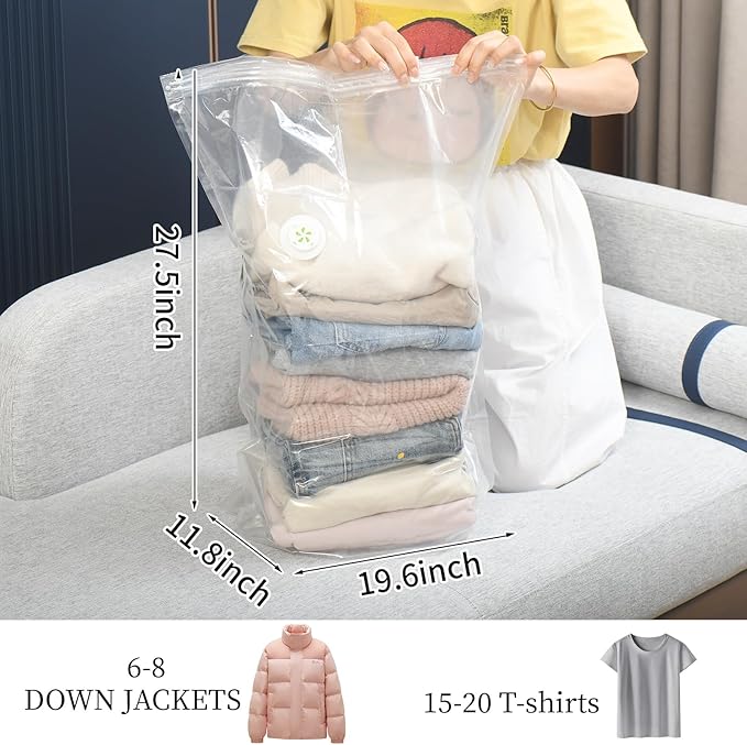 1 PACK Cube Vacuum Storage Bags,Large Cube (19.6 * 27.5 * 11.8 Inch), Extra Large Vacuum Seal Bags for Clothing, Comforters, Blankets, Bedding, Closet Organization Space Saving