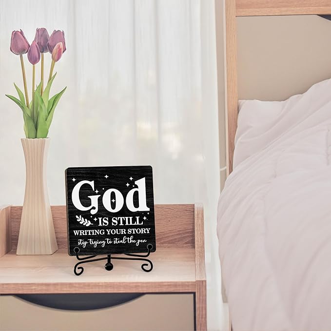 Home Decor, Farmhouse Shelf Decor For Living Room, Boho Aesthetic Table Decorations, Christian Gifts For Women Men, Entryway Tv Stand Fireplace Mantle Coffee Table Decoration (story-03)