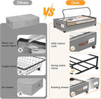 Under Bed Storage with Wheels 2Pack Underbed Storage with Clear Window&Label Under Bed Drawers Large Capacity Rolling Under Bed Storage for Clothes,Shoes, Blankets (Light Grey)