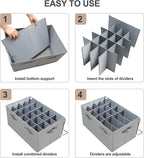 Shoe Organizer for Closet, Foldable Shoe Box with Adjustable Dividers and Clear Cover, Space Saving Shoe Storage Organizer Cabinet with Reinforced Handles, Fits 20 Pairs, Gray, TP10G