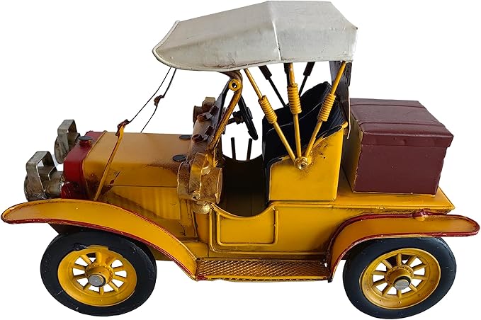 YCHTEWY-Iron Classic Yellow Vintage car Model Collectible Vehicle Decoration, Metal Vintage car Christmas Decor ，Unique Blend of Vintage, Rustic, Farmhouse Vintage car Decor for Table Top Decor. (F)