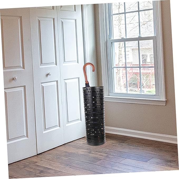 OUNONA Umbrella Bucket Umbrella Bin Umbrella with Storage Umbrella Stand Base Umbrella for Rain Umbrella Umbrella for Chair Drainers Umbrella Holder Metal Iron Bucket Wrought Iron Black