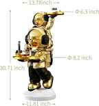 Large Astronaut Statue, Astronaut Sculpture, Astronaut Decoration, Cool Metal mask Decor, Floor Sculpture, Suitable for Living Room, Bedroom, Stores, etc., Tray can be Used for Storage