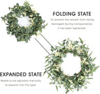 Pinkpum 20'' Eucalyptus Wreath for Front Door, Porch, Window - Green Decor for Home, Farmhouse - Spring, Summer, Fall, All Seasons Fluffy Version