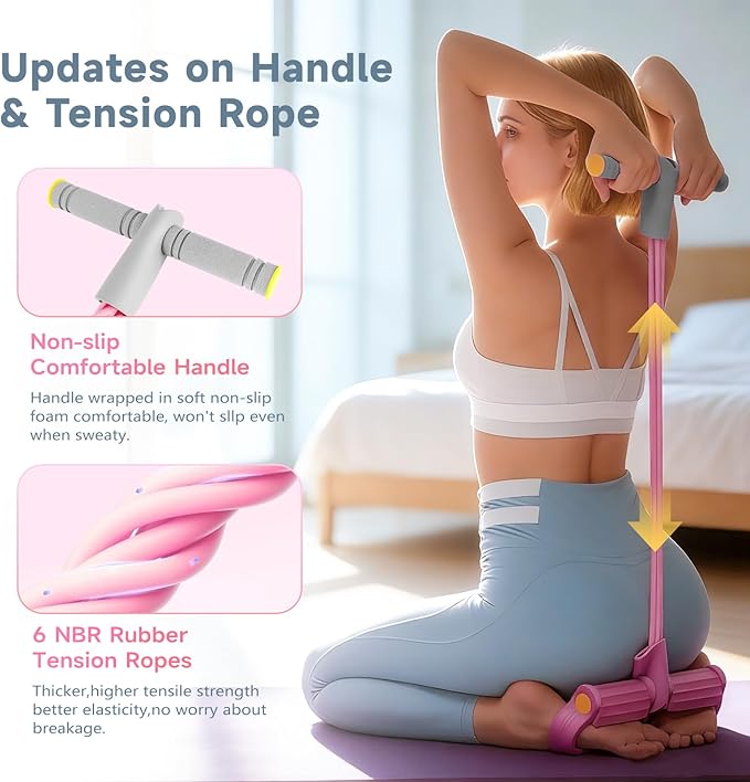 Pedal Resistance Bands with Handles, Durable 6-Tubes Multifunction Pedal Resistance Band, Natural Rubber Foot Pedal Resistance Bands, Fitness Resistance Bands for Abdomen, Waist, Arm, Leg