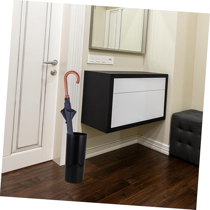 Happyyami Large Umbrella Holder Stand 13.76 Inch Plastic Umbrella Storage Rack for Entryway Home Office Hotel Rustic Design Drainage Hole Fits Canes and Walking Sticks