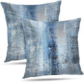 Blue and Grey Abstract Art Artwork Pillow Cover, Gallery Modern Decorative Throw Pillows Cushion Cover for Bedroom Sofa Living Room 26 x 26 Inch Set of 2