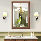 Bathroom Mirror for Over Sink,24x36Inch Thick Anti-Rust Wood Grain Metal Frame, Rectangle Decorative Wall Mirror with HD Tempered Glass, Horizontal or Vertical Mount for Vanity, Bathroom,Living Room