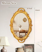XPXKJ Gold Mirror Tray Vintage Vanity Tray for Dresser Perfume Storage Decorative Mirrored Glass Tray Coquette Room Decor, Bedroom, Bathroom Oval Antique Serving Makeup Organizer