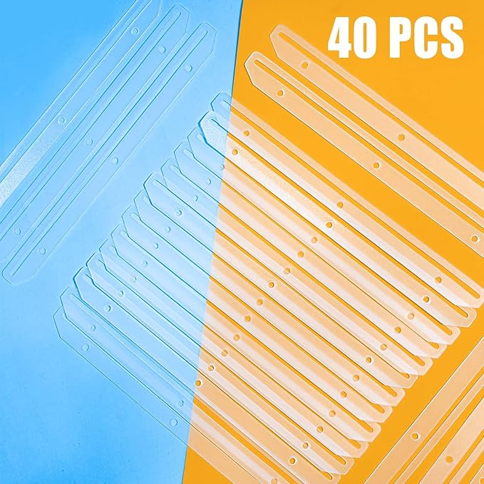 40Pcs 3 Hole Punched Magazine Holders, Magazine Organizer, 3 Ring Binder Insert Strips, Translucent White
