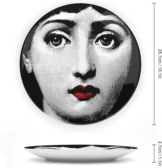Lina Cavalieri Plate, Wall Decorative Plate, Mysterious Face Plate Wall Hanging Decoration,Including Bracket and Special Spring Hook, 10inch, Style11