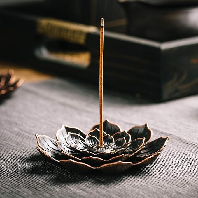 GARMOLY 2 Pack Incense Burner, Incense Holder for Sticks, Brass Lotus Incense Stick Holder