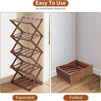 Shoe Rack Foldable, Portable Shoes Organizer Standing Shelf, Multifunctional Vertical Narrow Shoe Rack for Entryway, Closet, Bedroom and Hallway(Dark Brown, 5 Layers)
