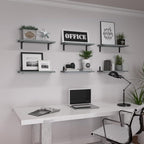 WOPITUES Wood Floating Shelves Set of 6, Shelves for Wall Decor, Farmhouse Shelf for Bedroom, Bathroom Storage Shelves, Book Shelves for Living Room-Grey