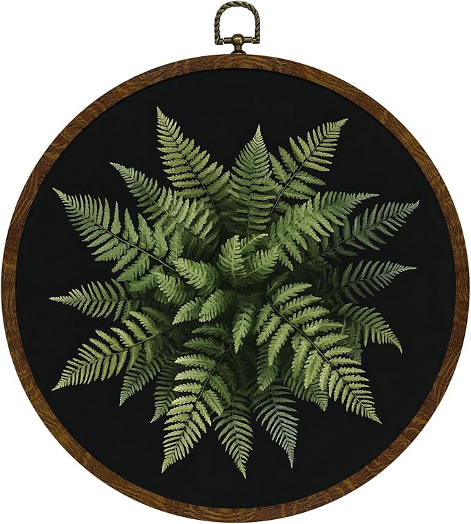 Vintage Botanical Wall Art Decor, Boho Wildflower Ferns Plants Canvas Prints Round Wall Art, Retro Wall Hanging Door Artwork Decor for Farmhouse Bedroom Living Room Gallery 10x10in(MG08)