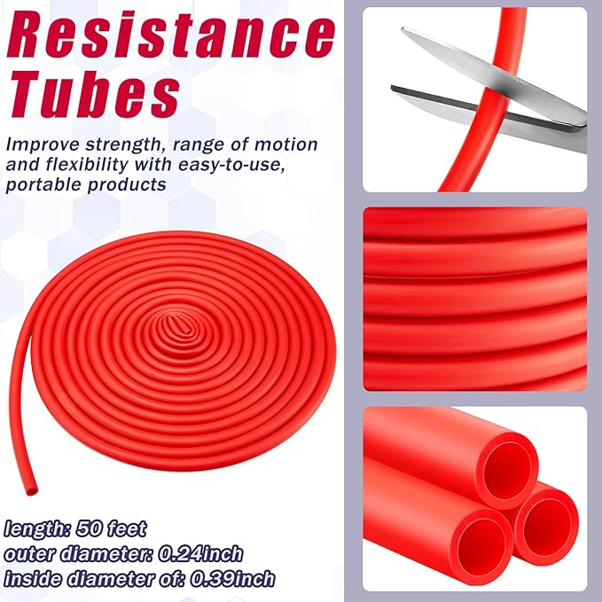 1 Roll Resistance Tubes Exercise Tubing 50ft Exercise Bands Tubing for Therapy, Lower Pilates, Home Workouts, Rehab Core