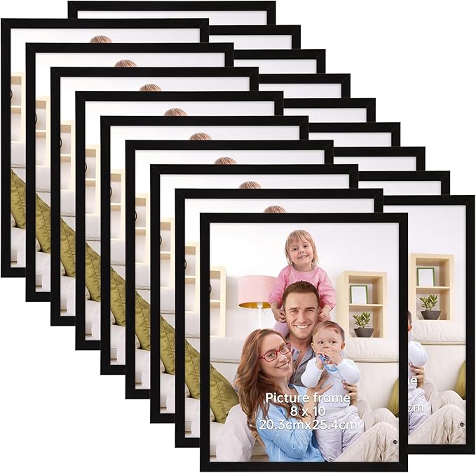 Giftgarden 8x10 Picture Frame Set of 18, Lightweight 8 by 10 Frames Bulk for Gallery Wall Photo Hanging and Tabletop Display, Black