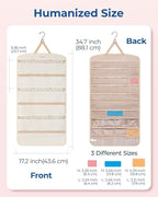 BAGSMART Hanging Jewelry Organizer, Necklace Holder Anti-tangle Earrings Rings Hanger with Pockets Hang on Closet, Wall, Door,1 Piece, Extra Large Beige