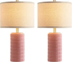 AIEAMPDO 23" Set of 2 Pink Modern Farmhouse Ceramic Table Lamps for Bedroom | Modern Farmhouse Nightstand Table Lamps For Living Room, End Table And Entryway, 2 LED Bulbs Included
