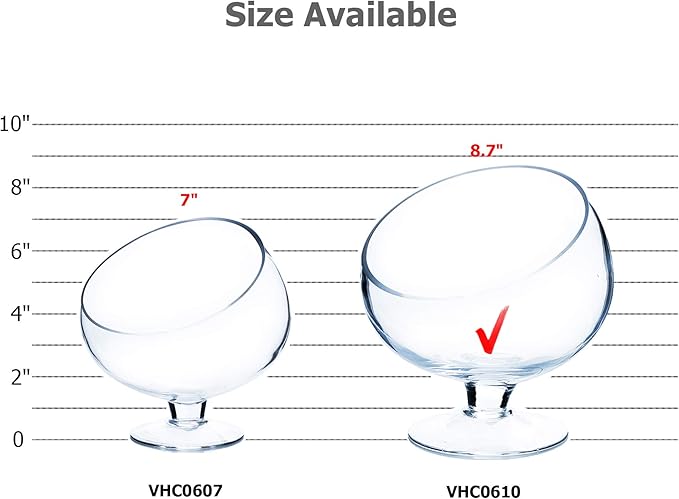 WGV Slant Cut Bowl Glass Vase Bulk with Stand, Width 8.25", Height 8.75", Clear Planter Terrarium, Candy Dish, Fruit Jar for Wedding Party Event, Home Office Decor, 4 Pieces
