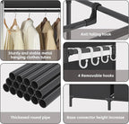 MOYIPIN Portable Closet，Free Standing Wardrobe Closet with Hanging Rod and Curtain，Clothes Storage Organizer, for Cloakroom, Bedroom，40.55 x 16.73 x 65.35Inches，Black