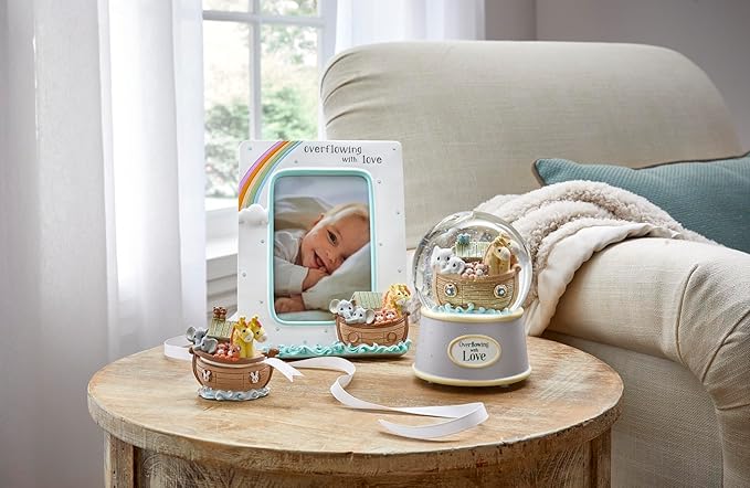 Precious Moments "Overflowing with Love" Noah's Ark Inspired Musical Resin Snow Globe, Sentimental Nursery Décor, Ideal Baby Shower or Holiday Figurine Gift, 173432