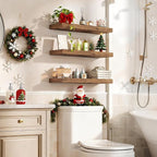 RALGEND Floating Shelves for Wall, 1.5" Thick Wall Shelf Set of 3 with Invisible Brackets, 23.6L x 7.9W Hanging Shelves Farmhouse Home Decor for Bathroom, Living Room, Bedroom, Rustic Brown 6301BJP3BF