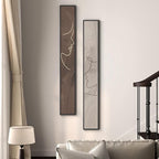Long Narrow Framed Neutral Abstract Vertical Wall Art Set, 2 Piece Modern Canvas Prints Paintings Artwork for Walls, Beige and Brown Minimalist Pictures for Hallway Entryway Living Room Bedroom Decor