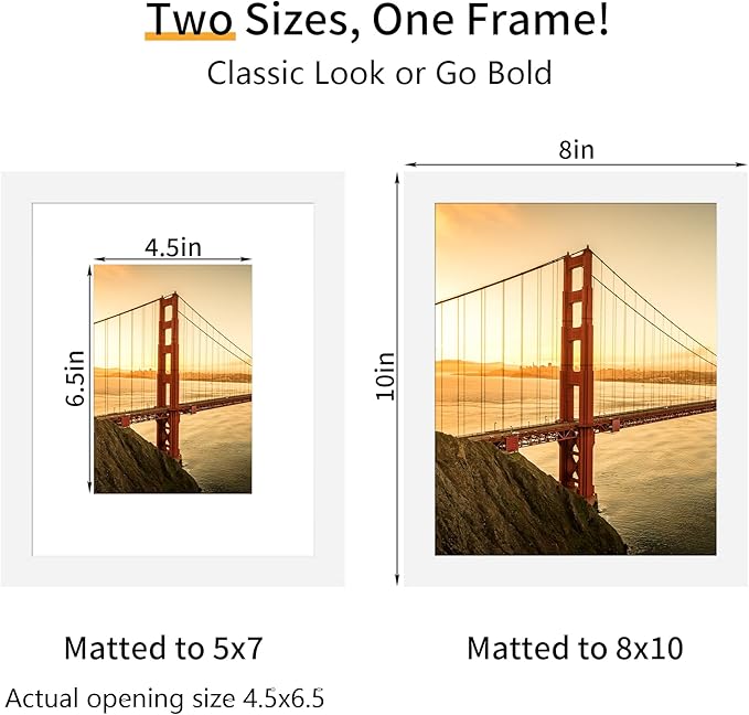 8x10 Picture Frame 3 Pack - White Poster Frame Display Pictures 5x7 with Mat or 8 x 10 Without Mat for Wall Hanging Horizontal and Vertical