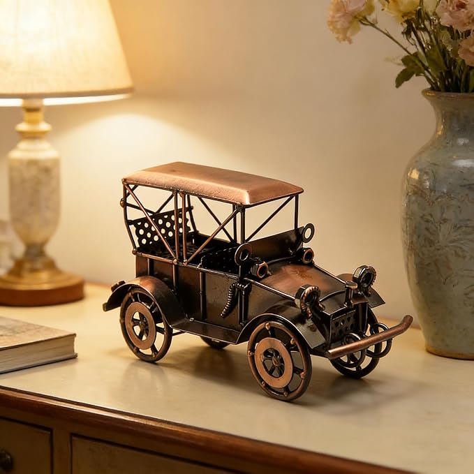 Tipmant Antique Vintage Car Model Metal Wall Home Office Decoration Table Wall Room Decor Ornaments Handmade Handicrafted Collections Collectible Vehicle Gifts