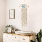 LOMOHOO Large Boho Dream Catchers Evil Eye Macrame Wall Hanging Woven Dream Catcher for Bedroom Home Dorm Room Ornament(Beige)