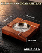 Father Day Gifts Wood Cigar Ashtray Cigarettes Ashtrays for Indoor Outdoor Patio Home Office Use Square Wooden Brown Cigar Ash Tray Father s Day Gift Ideas for Men with GIFT BOX(Large Size)