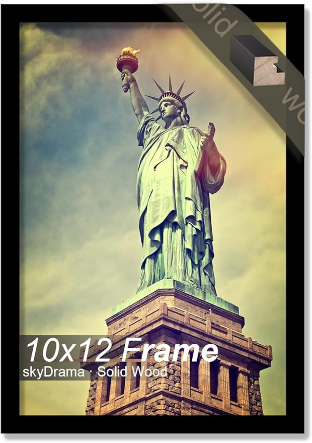 100% Solid Wood 10x12 Picture Frame, Black Frame for 10 x 12 Inch Picture Poster Photo, Light Weight 10 by 12 HQ Matte Black Frame for Wall - 1 Pack/Black/10 x12