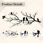 Metal Birds Wall Art, Metal Vivid Birds on Branch Silhouette Wall Decor Black Leaves with Bird Outdoor Hanging Wall Sculpture for Home Balcony Garden(Large)