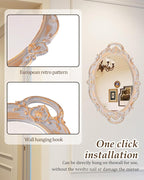 XPXKJ Vintage Gold Mirror Tray Vanity Tray for Dresser Perfume Storage Decorative Mirrored Glass Tray Coquette Room Decor, Bedroom, Bathroom Oval Antique Serving Makeup Organizer
