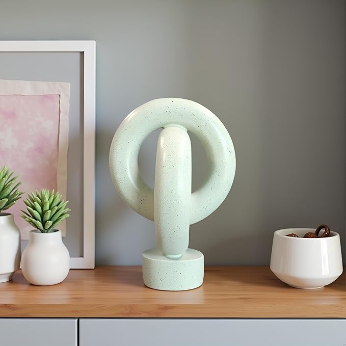 12" Modern Abstract Ring Decorative Sculpture, Knot Sculptures,Home Decor,Coffee Table Statues,Dining Living Room Desk Decor,Light Gray