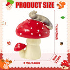 Squirrel Mushroom Resin Statue - Cute Squirrel Mushroom Statue for Desk Living Room Resin Figurine for Home Patio Office Decoration Cute Plant Statues for Tabletop Garden Backyard Decoration