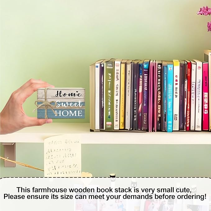Mini Decorative Books For Home Decor, Small Wood Book Stack For Table Decor, Home Sweet Home decoration Books For Living Room Bookshelf, Farmhouse Stacked Books decoration（L50)