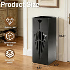 Square Metal Umbrella Stands, Umbrella Holder Rack for Entryway, Canes Walking Sticks Storage Bin Freestanding for Home Office Indoor Hotel Shop, 6.5" x 6.5" x 16.5", Black